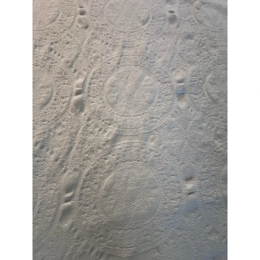 Vintage Cannon Matelasse Bedspread White Medallions Floral Fringe Twin